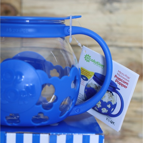 Ecolution Micro-Pop Microwave Popcorn Popper 3QT Temperature Safe Glass Blue - Picture 2 of 4